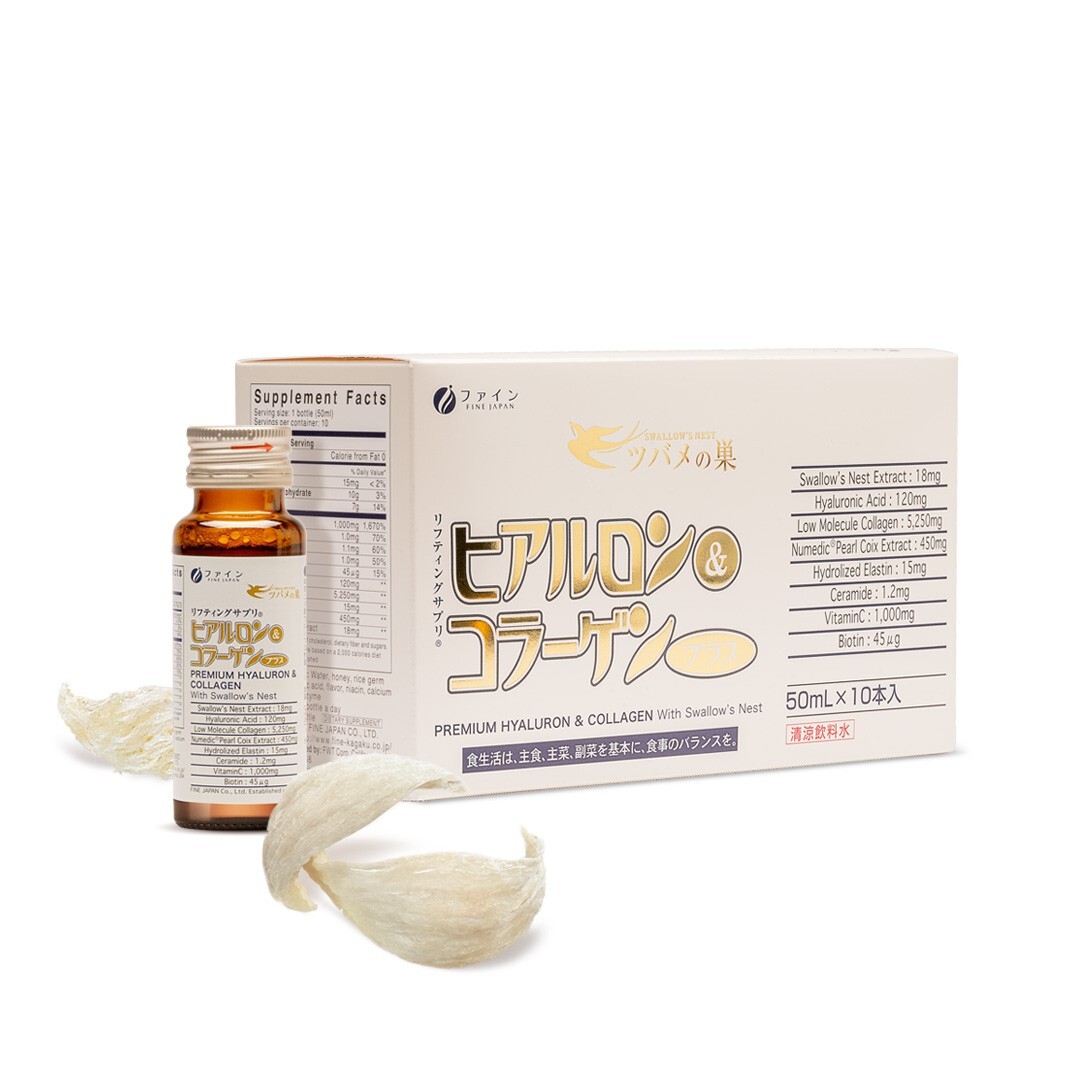 FINE JAPAN Liquid Collagen Supplement with Swallows Nest Best Hyaluron Collagen