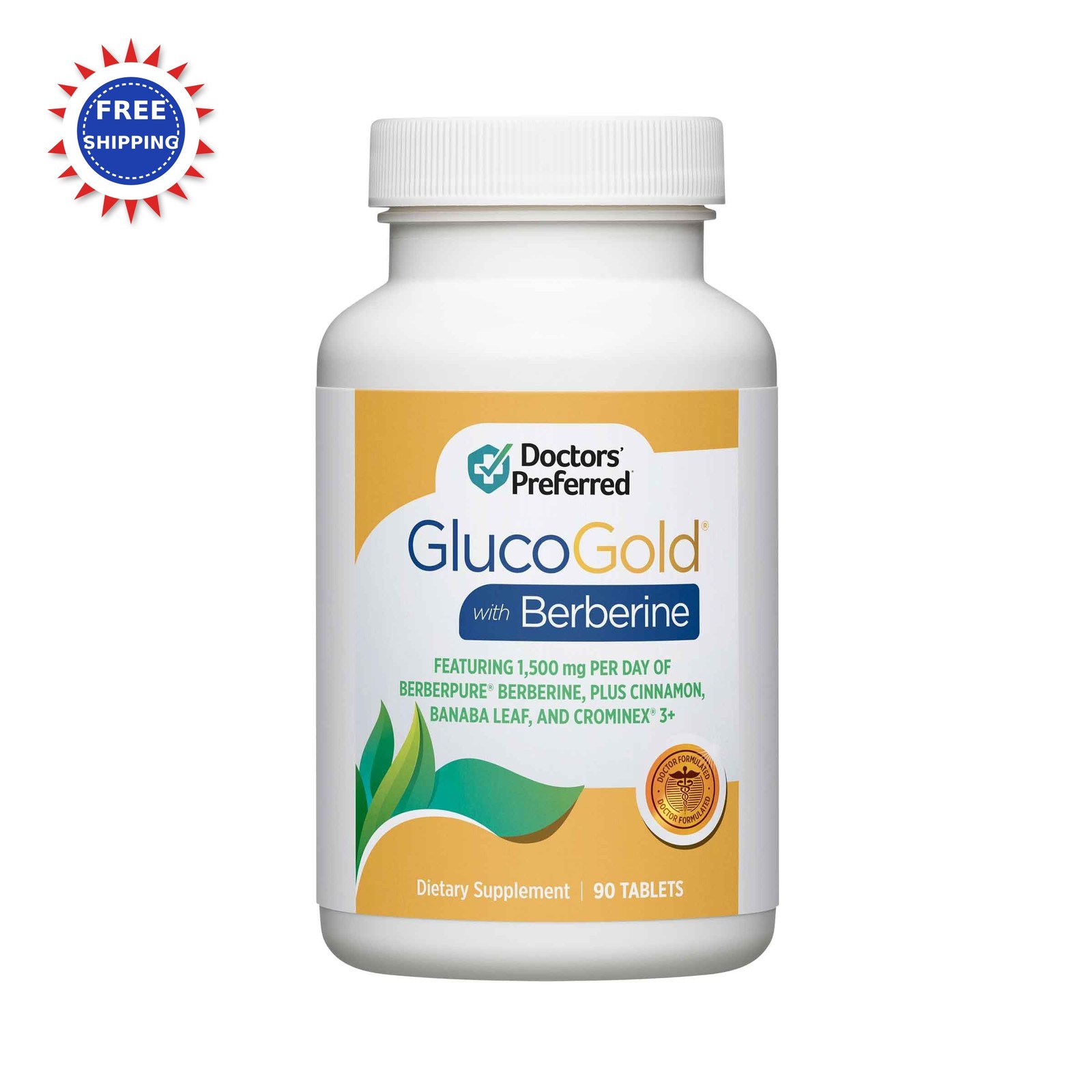 GlucoGold Tablets 90 Count DOCTORS PREFERRED Berberine Concentrated Cinnamon