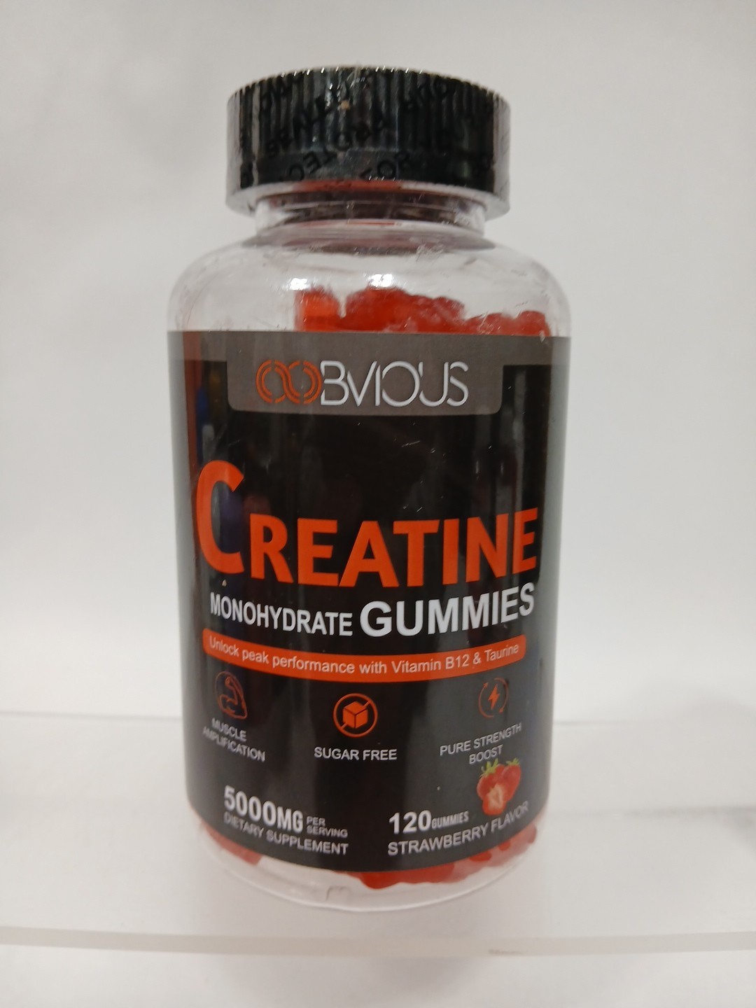 Oobvious Creatine Monohydrate Gummies 5000mg 120 Count Strawberry   06/26