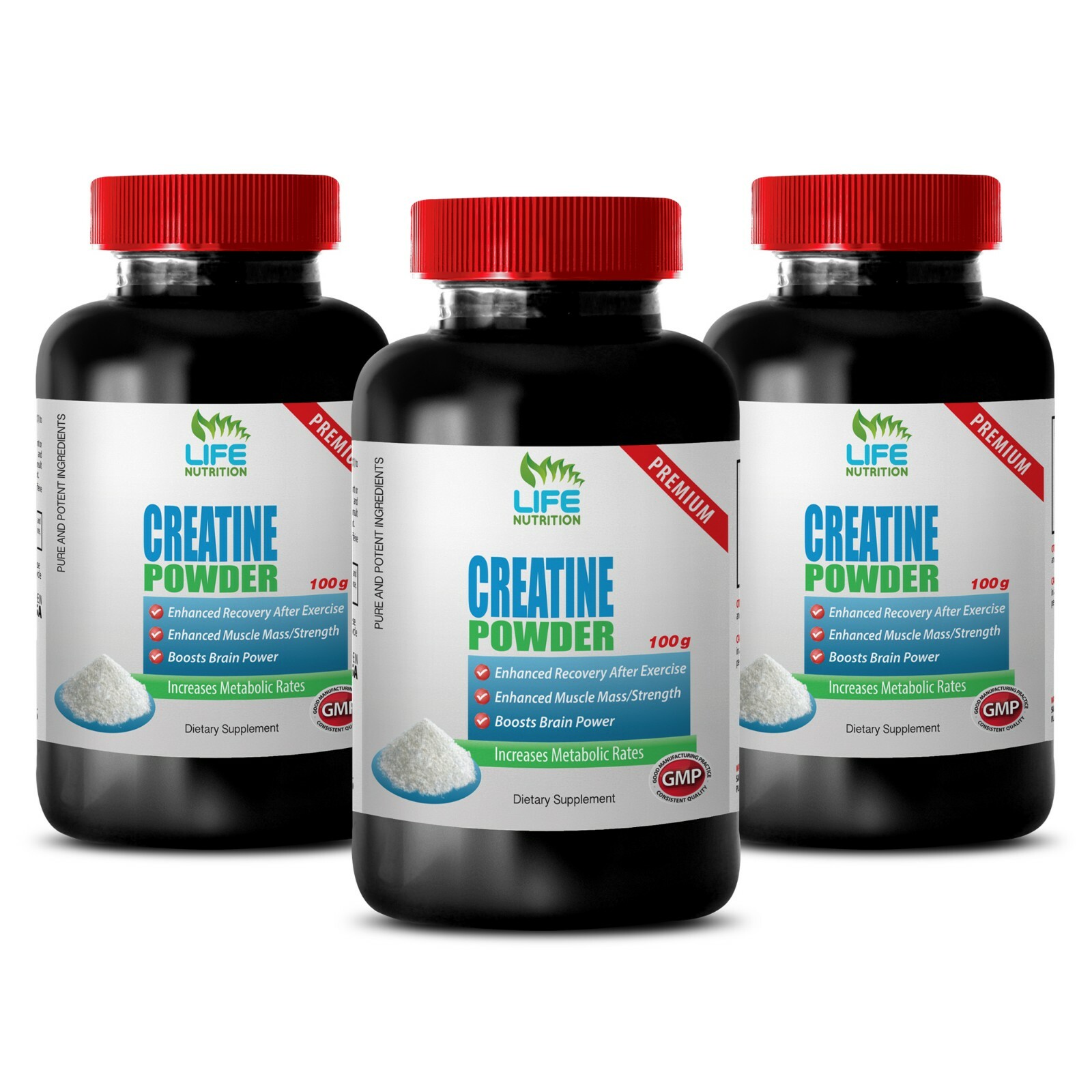 dietary supplement – Creatine Powder 100g – increase power output 3 Bottles