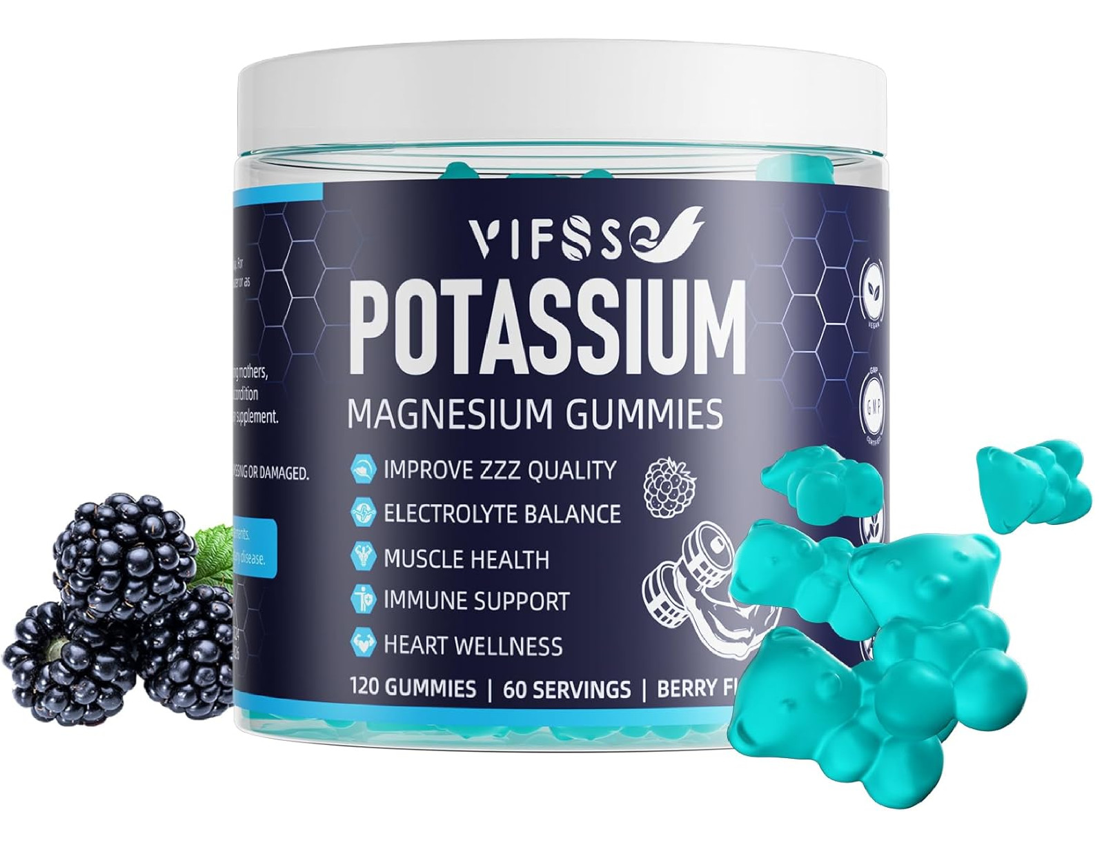 Potassium Magnesium Gummies, Potassium 120 Gummies Sugar Free for Men and Women,