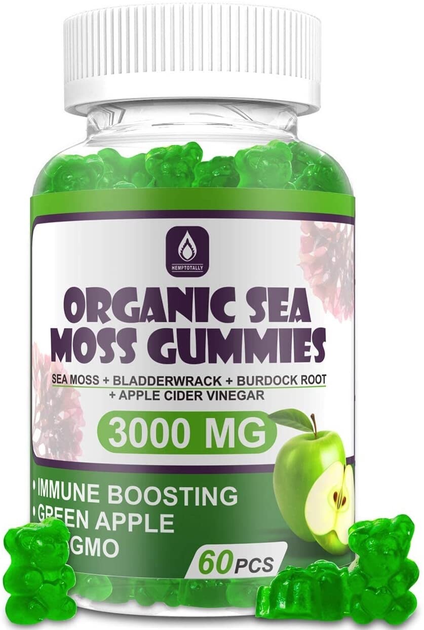 Organic Sea Moss Gummies for Kids & Adults, Vegan Irish Seamoss, 60 Gummies