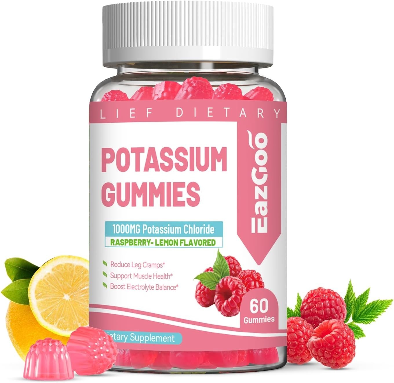 Potassium Gummies, Potassium Chloride 1000mg for Adults, Chewable Potassium S…