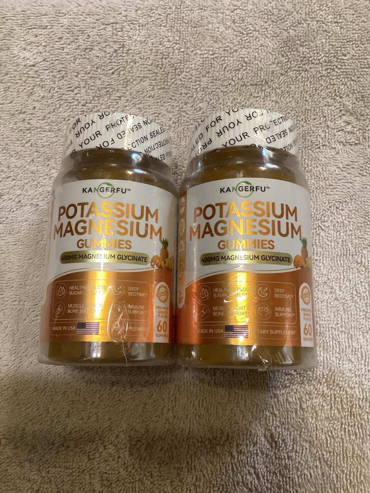 Lot Of 2 Potassium Magnesium Gummies 400mg 60 In Each Bottle 12/2025