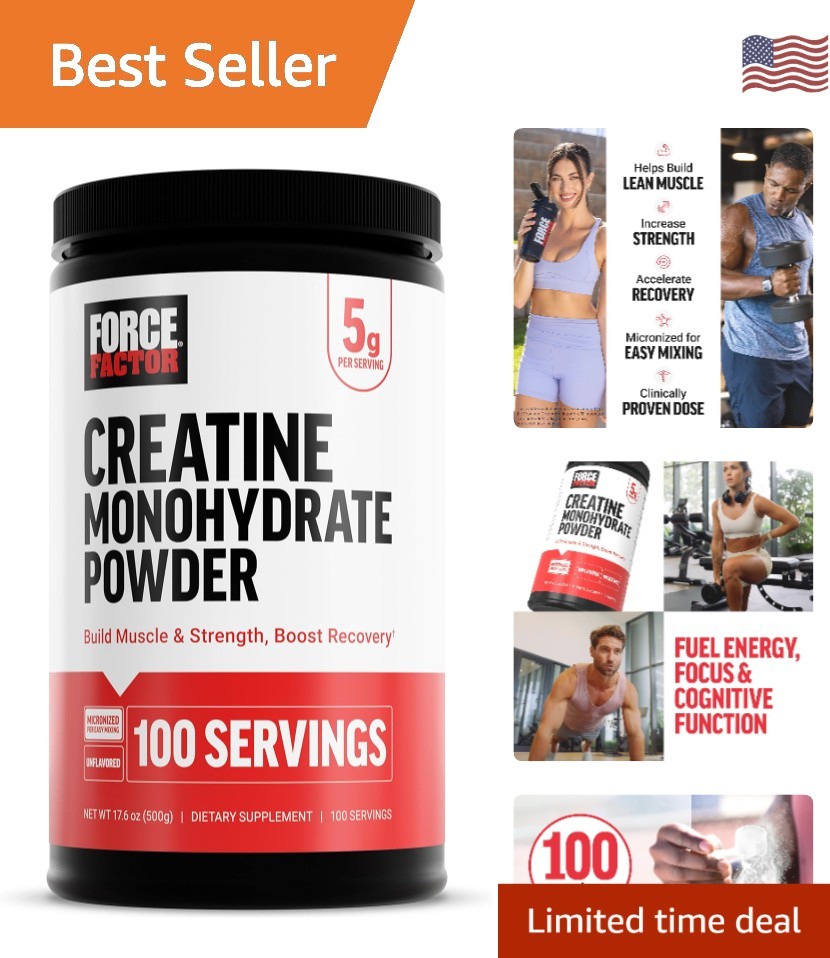 Micronized Creatine Monohydrate 500g Powder – 100 Servings, Unflavored