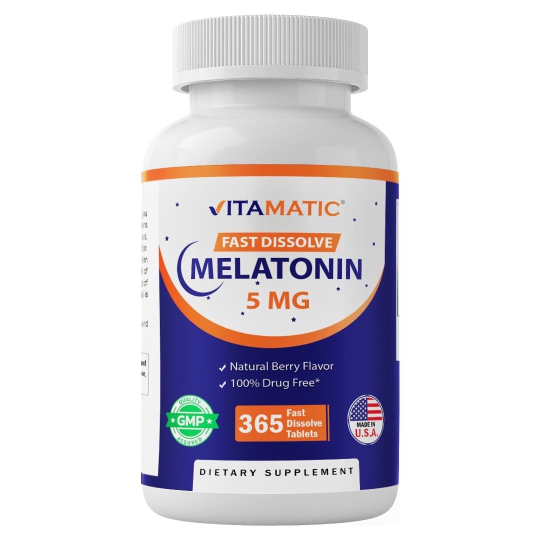 Vitamatic Melatonin 5 mg Tablets | Vegetarian, Non-GMO, 365 Count (Pack of 1)