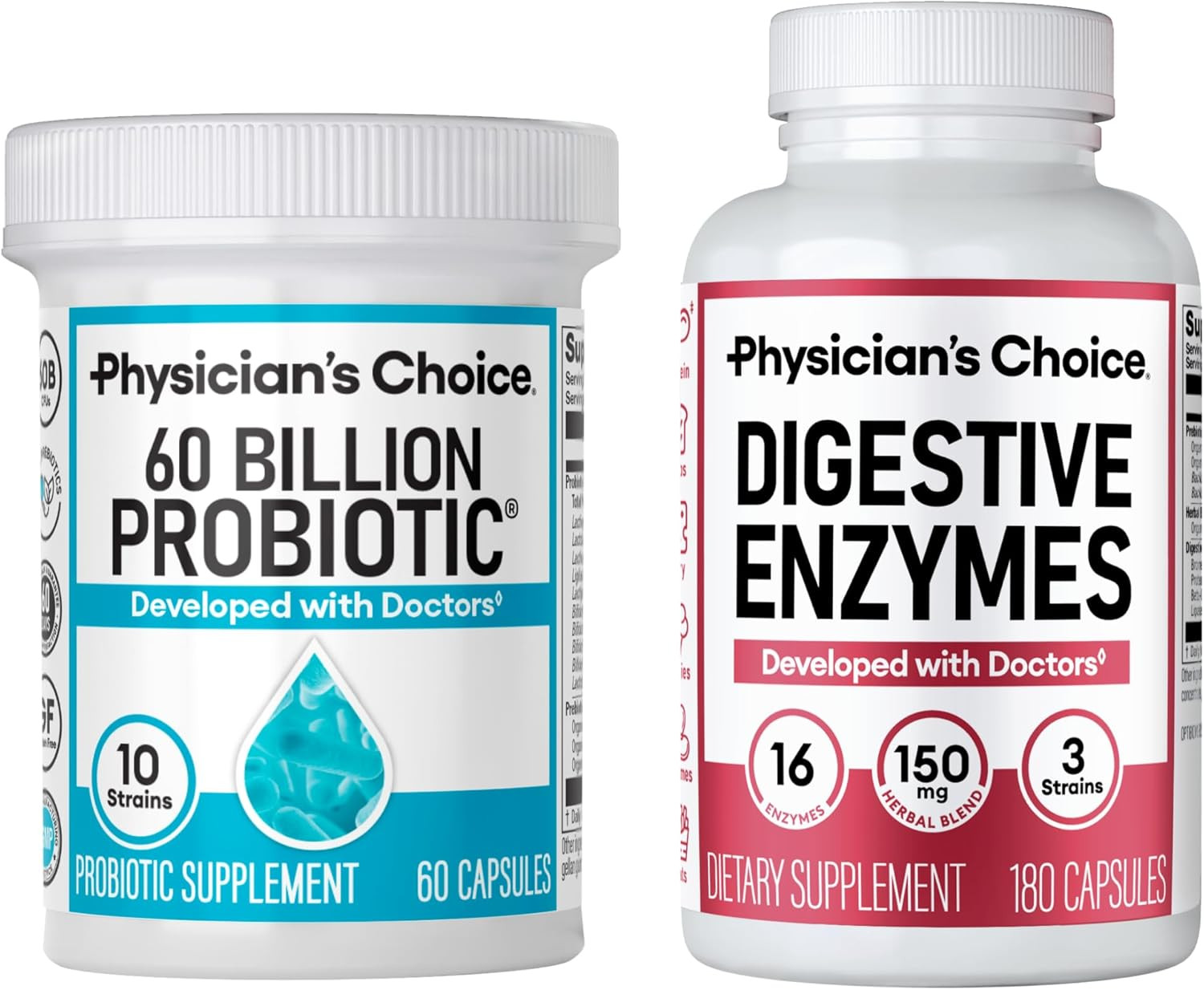 Advanced Gut Health Bundle: 60 Billion Probiotics 60Ct + Digestive Enzymes 180Ct