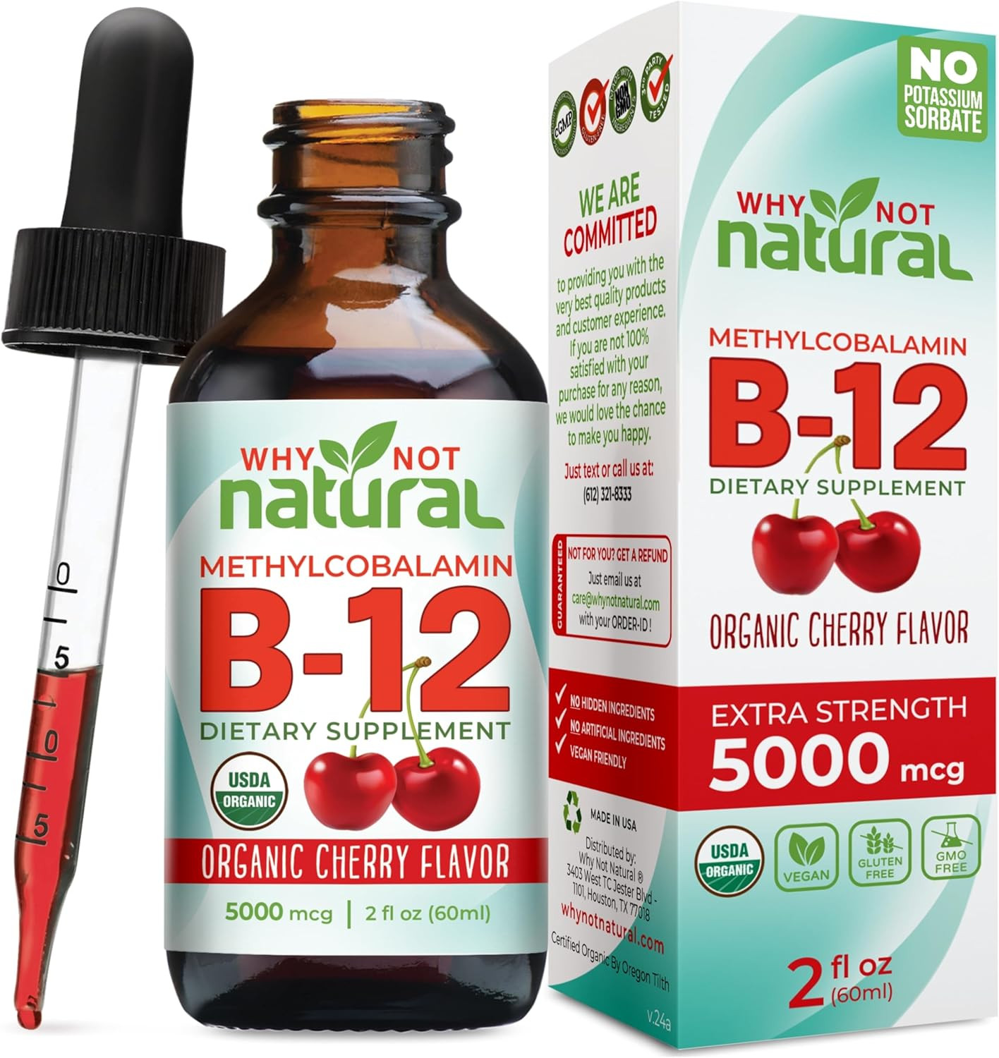 Organic Vitamin B12 Liquid – Sublingual Extra Strength 60 X 5000 Mcg Methylcobal