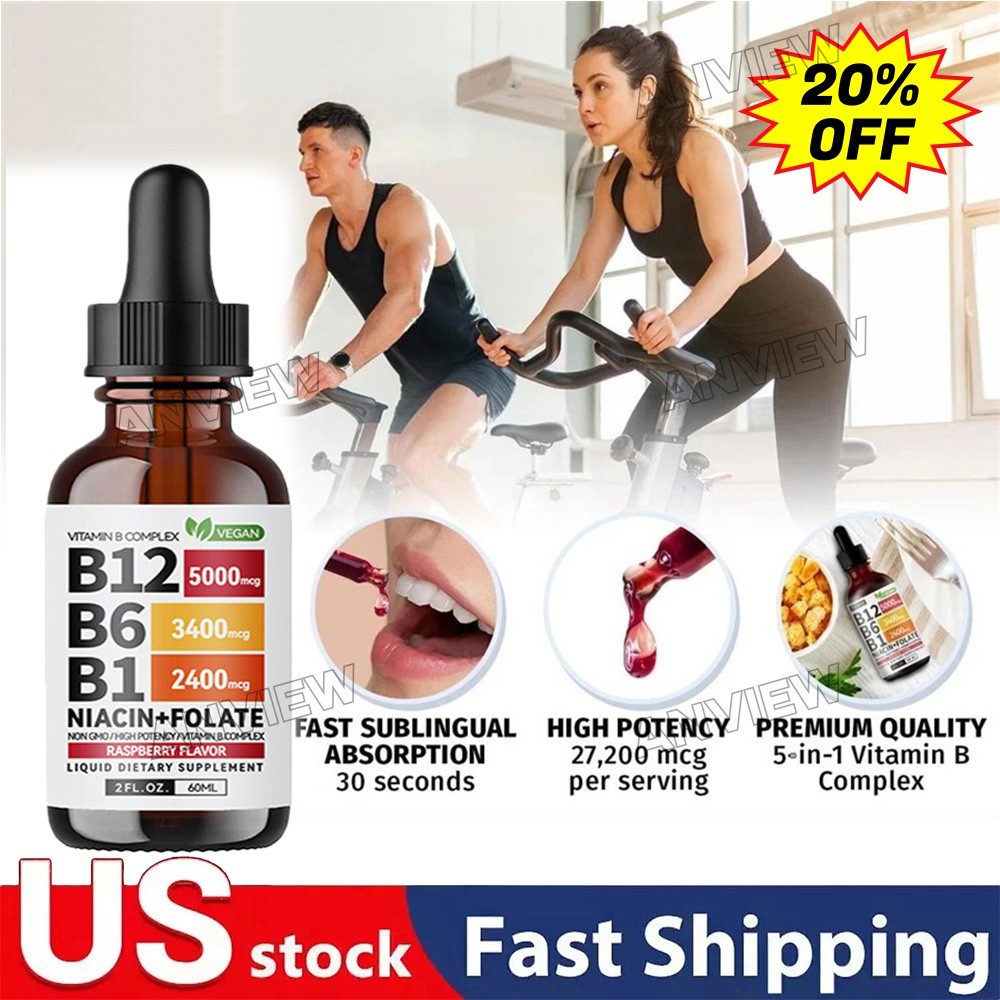 1PCS Vitamin B12 and B6 Liquid Drops, B12 Sublingual Vitamin B Complex Vitamin