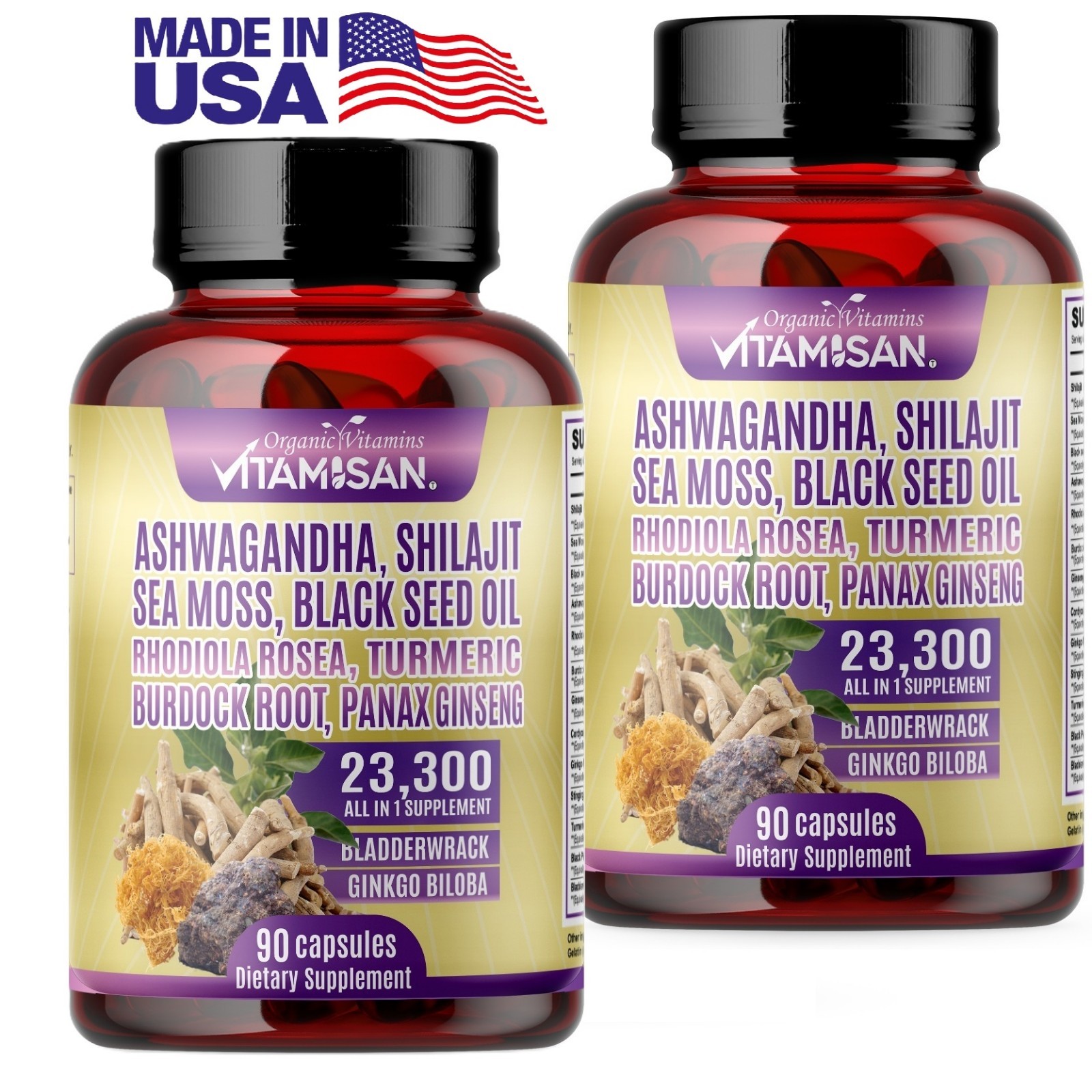 Shilajit, Ashwagandha, Burdock Root –  Supports Focus & Overall Wellness – 180 C