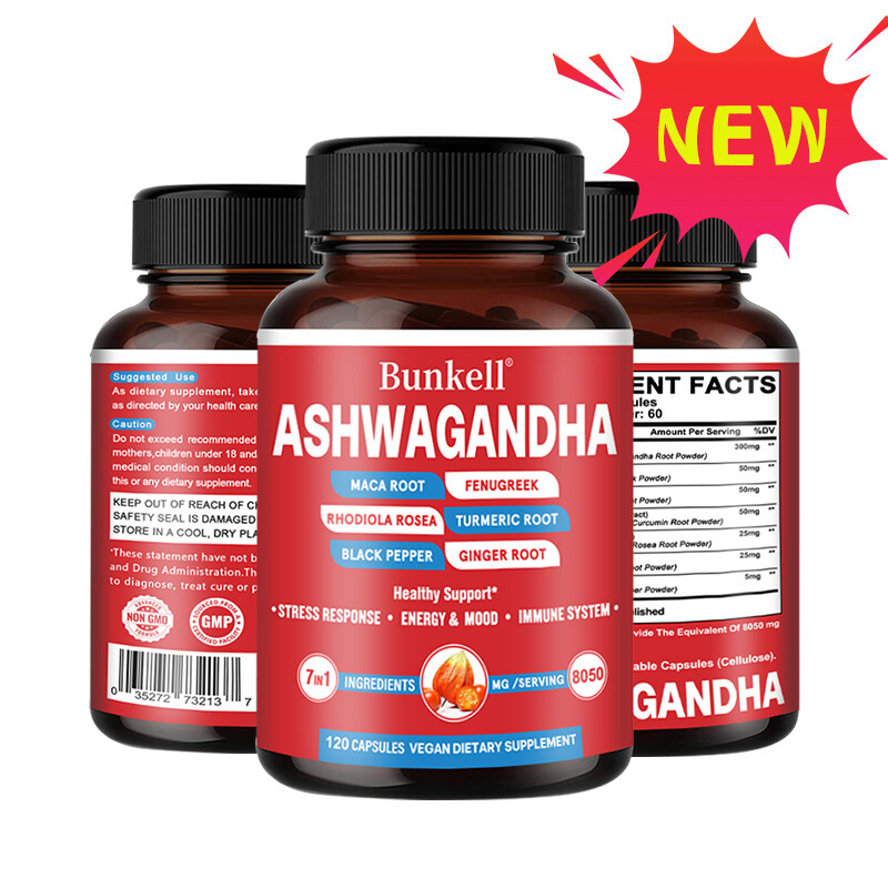 Ashwagandha Capsules -30/60/120 Caps – 8050mg- Anxiety,Stress,Immune Support