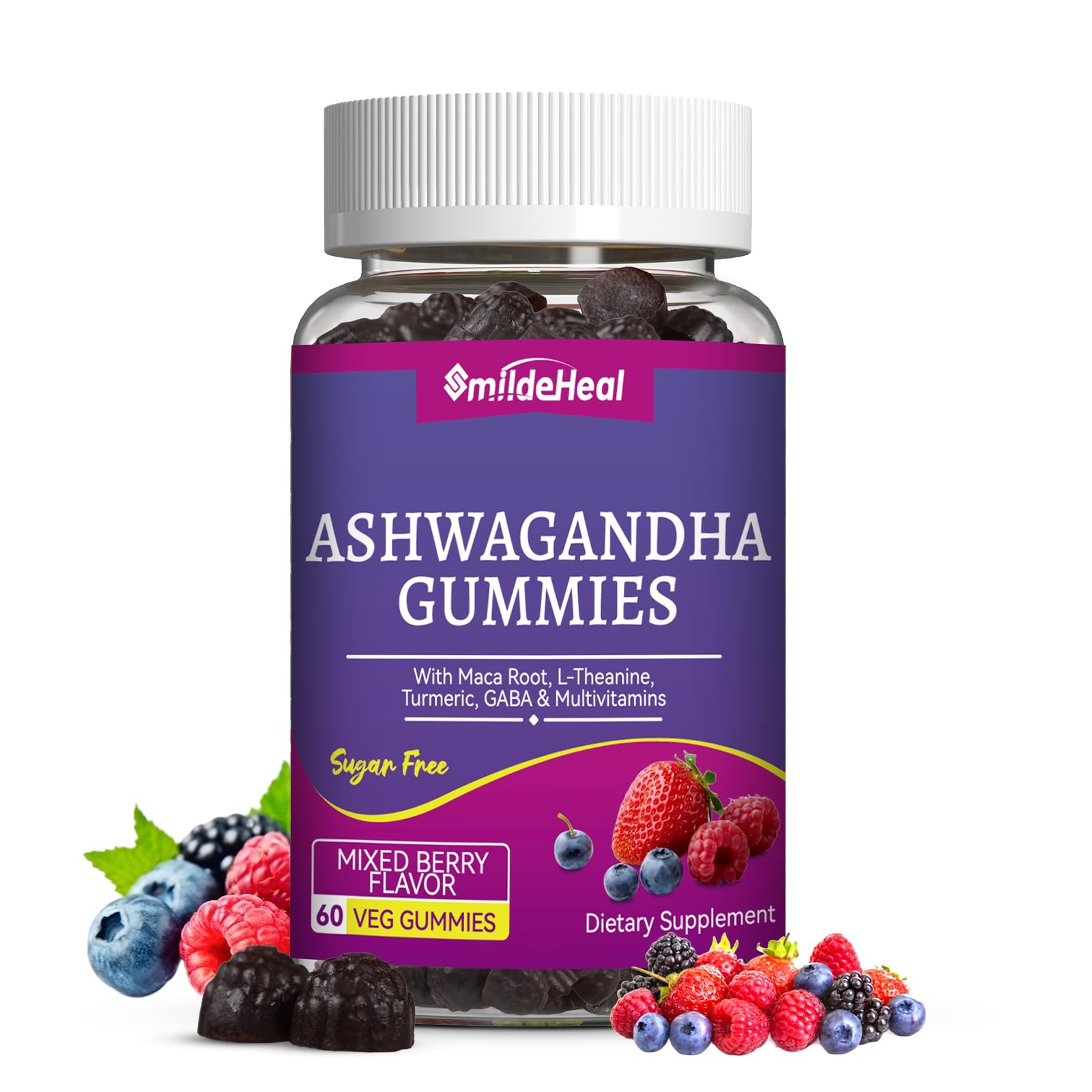 Ashwagandha Gummies 3000Mg for Stress Relief Immune Support Energy Berry Flavor
