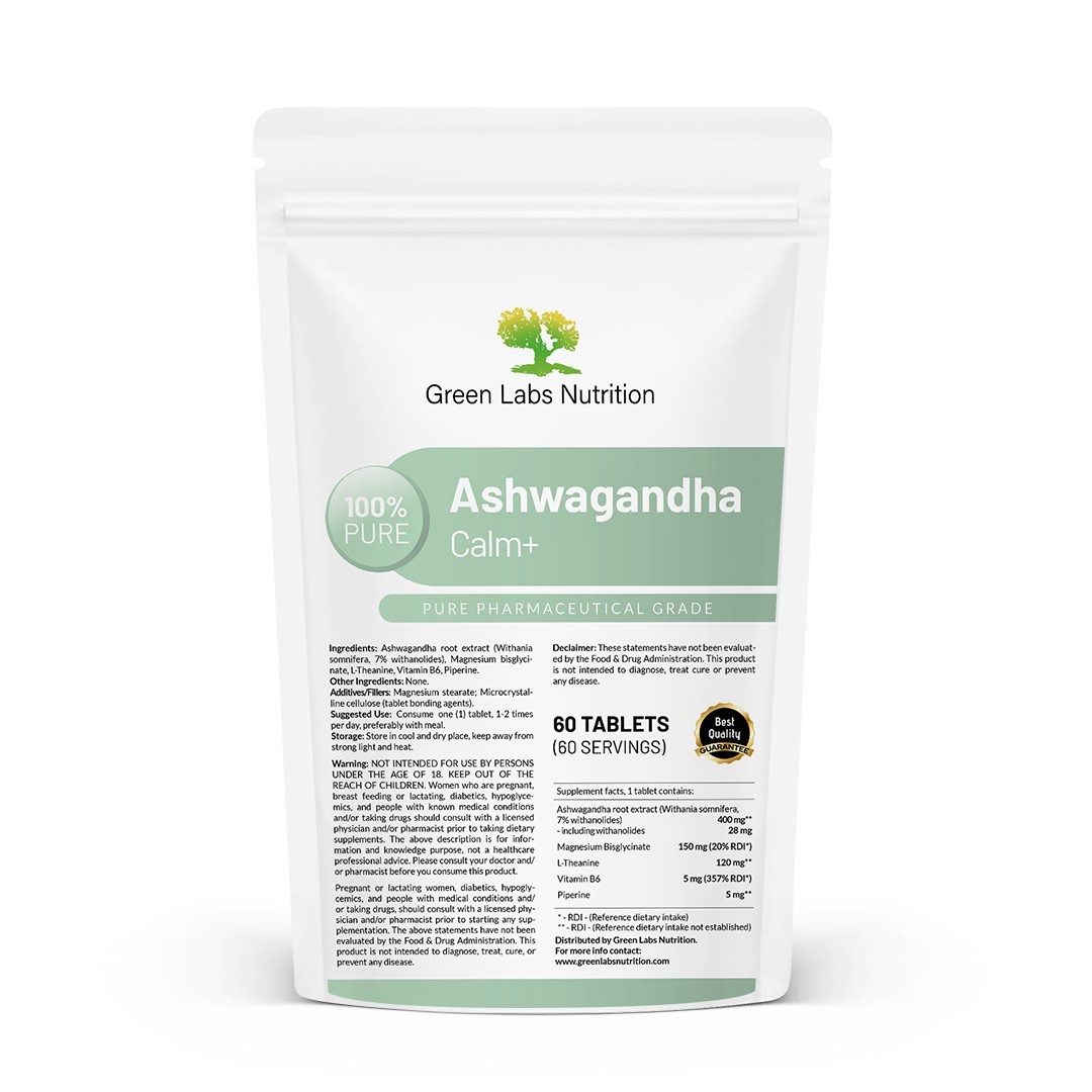 Ashwagandha Calm+ Stress Relief, Sleep, Mood | Magnesium, L-Theanine, Vitamin B6