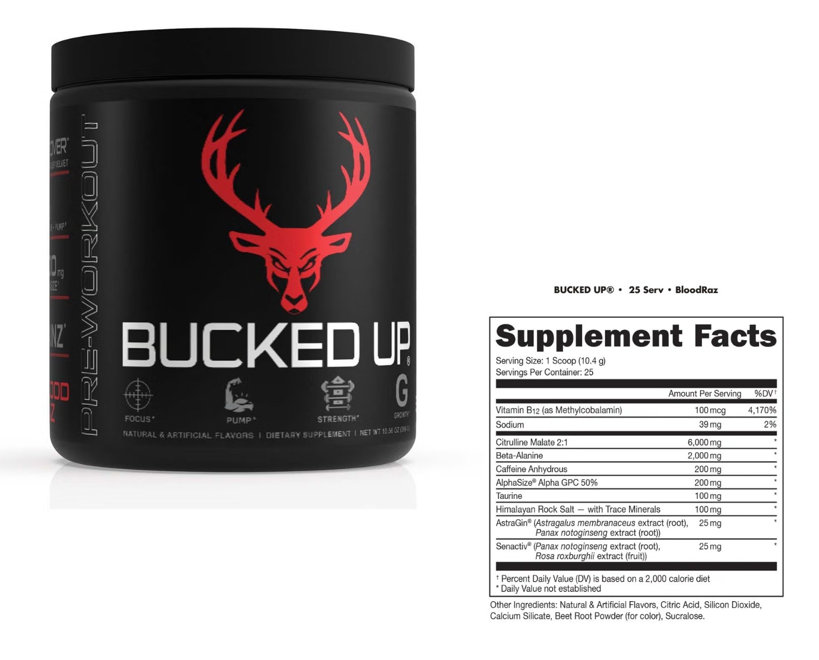 Bucked Up Pre-Workout – Blood Raz (25 Servings)  2027 –  ships free