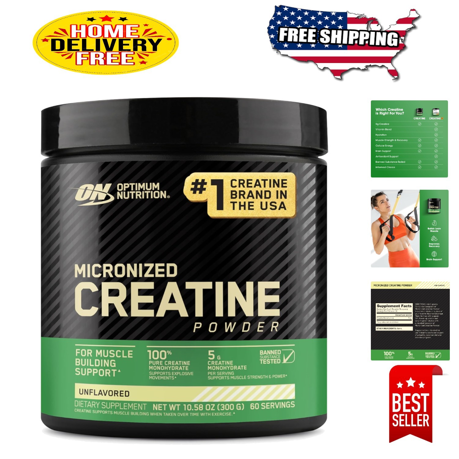 60 Servings of Pure Micronized Creatine Monohydrate – Keto Friendly, Unflavored