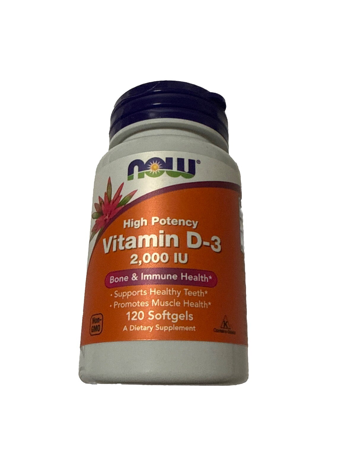 NOW Foods Vitamin D3 2000 IU (Pack of 120 Softgels) Exp.11/2027