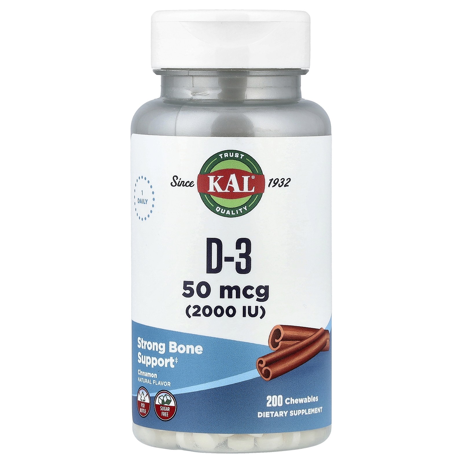 D-3, Cinnamon, 50 mcg (2,000 IU), 200 Chewables