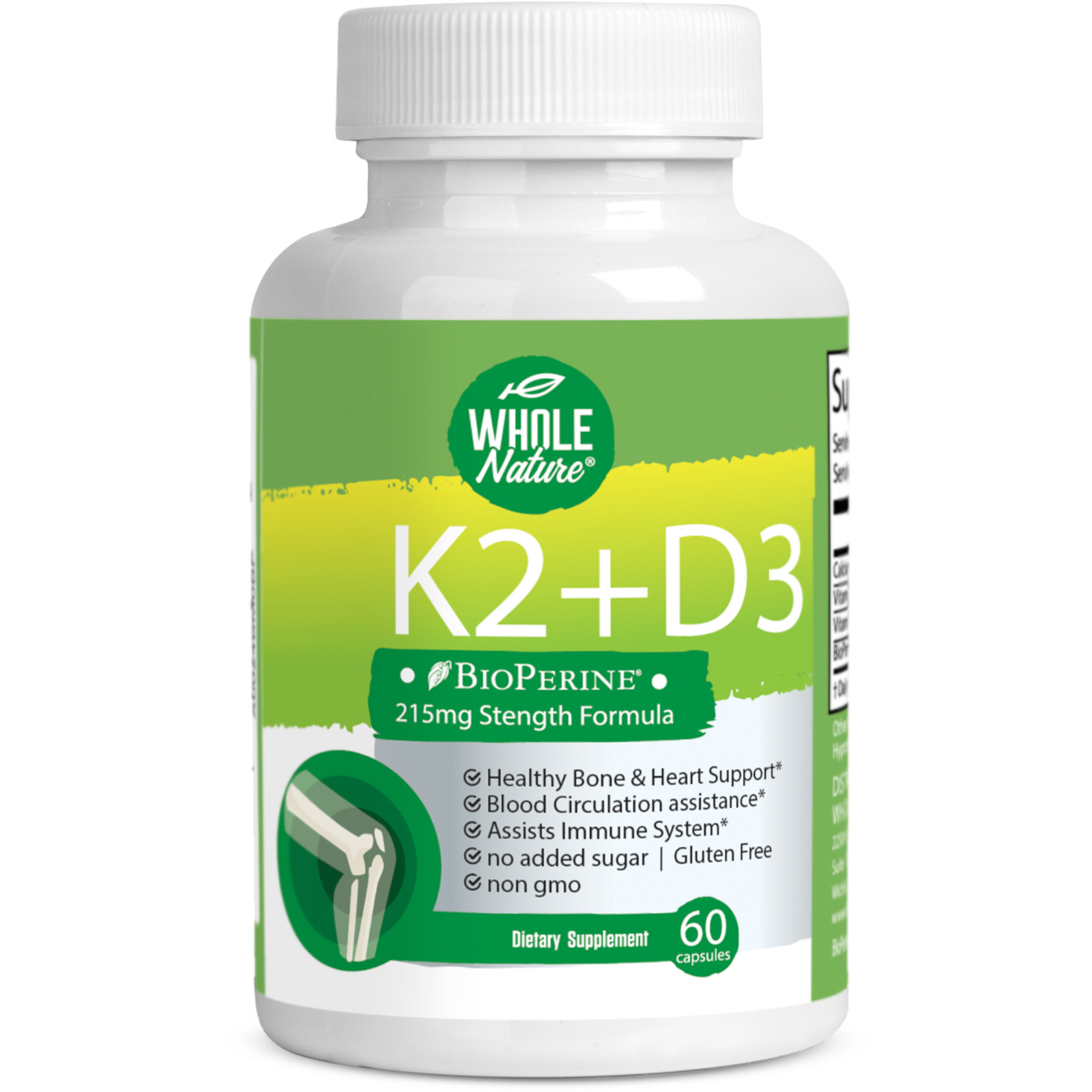 K2 D3 Vitamin Supplement With BioPerine – With Vegan Calcium , Vitamin K and D
