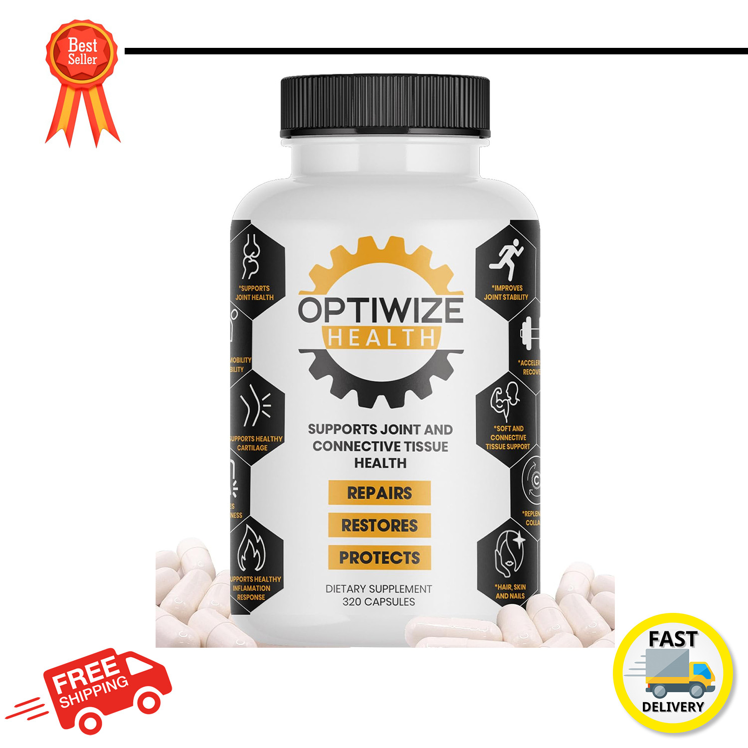 OPTIWIZE Collagen Plus All-Natural Formula Supports Healthy Joints, Bone 320-Cap