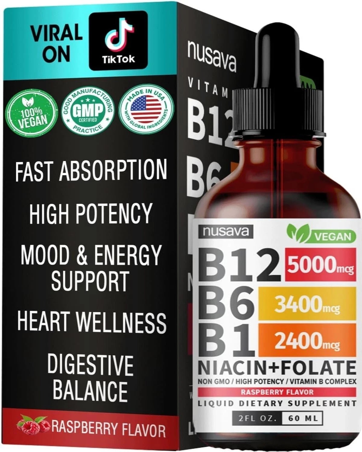 Vitamin B12 and B6 Liquid Drops B12 Sublingual Vitamin B Complex – B1