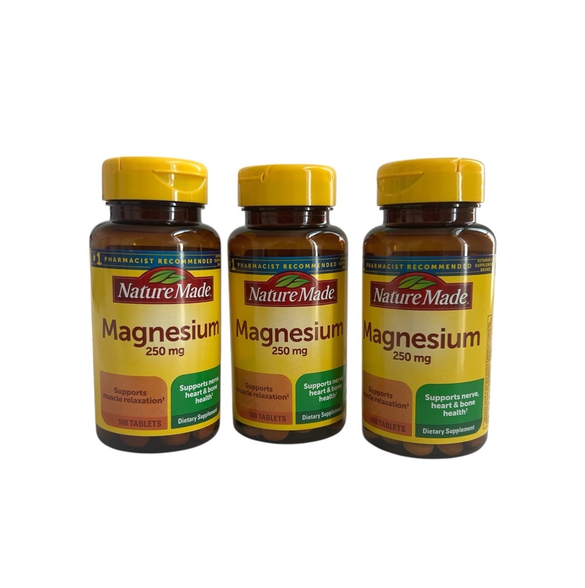 Nature Made Magnesium 250 Mg Dietary Supplement 100 Tablets X3 Health Muscle