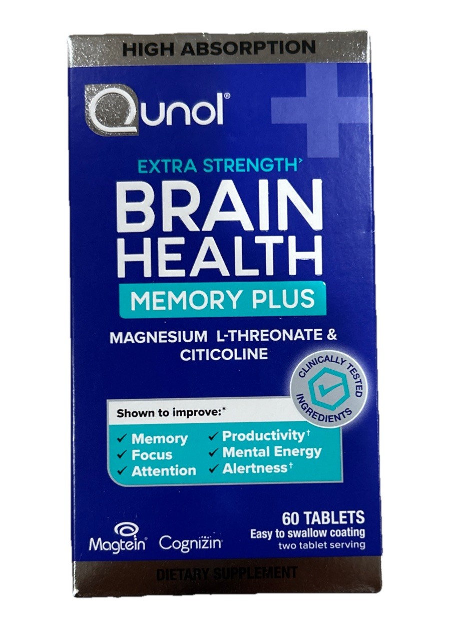 Qunol Brain Health Memory Plus, Magnesium L-Threonate & Citicoline 60 12/26+