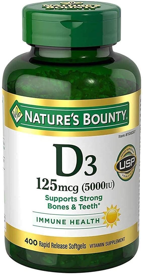 Nature’s Bounty VITAMIN D3 125 mcg (5000iu) 400 Softgels Immune Health