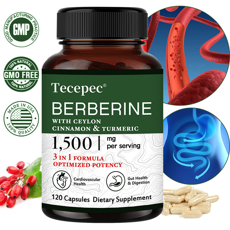 Berberine with Ceylon Cinnamon 1500mg Capsules Heart Health & Digestive Support