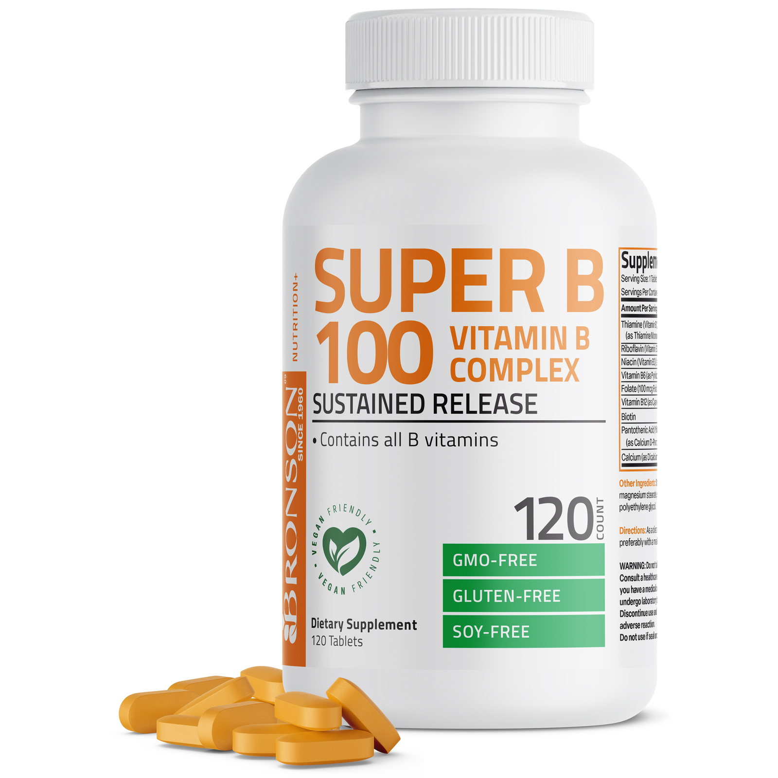 VITAMIN B 100 Complex High Potency Sustained Release ALL B VITAMINS, 120 Tablets