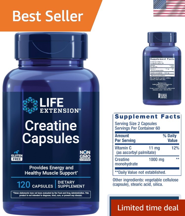 Creatine Capsules – Non-GMO Muscle Support, 120 Count for Enhanced Performance