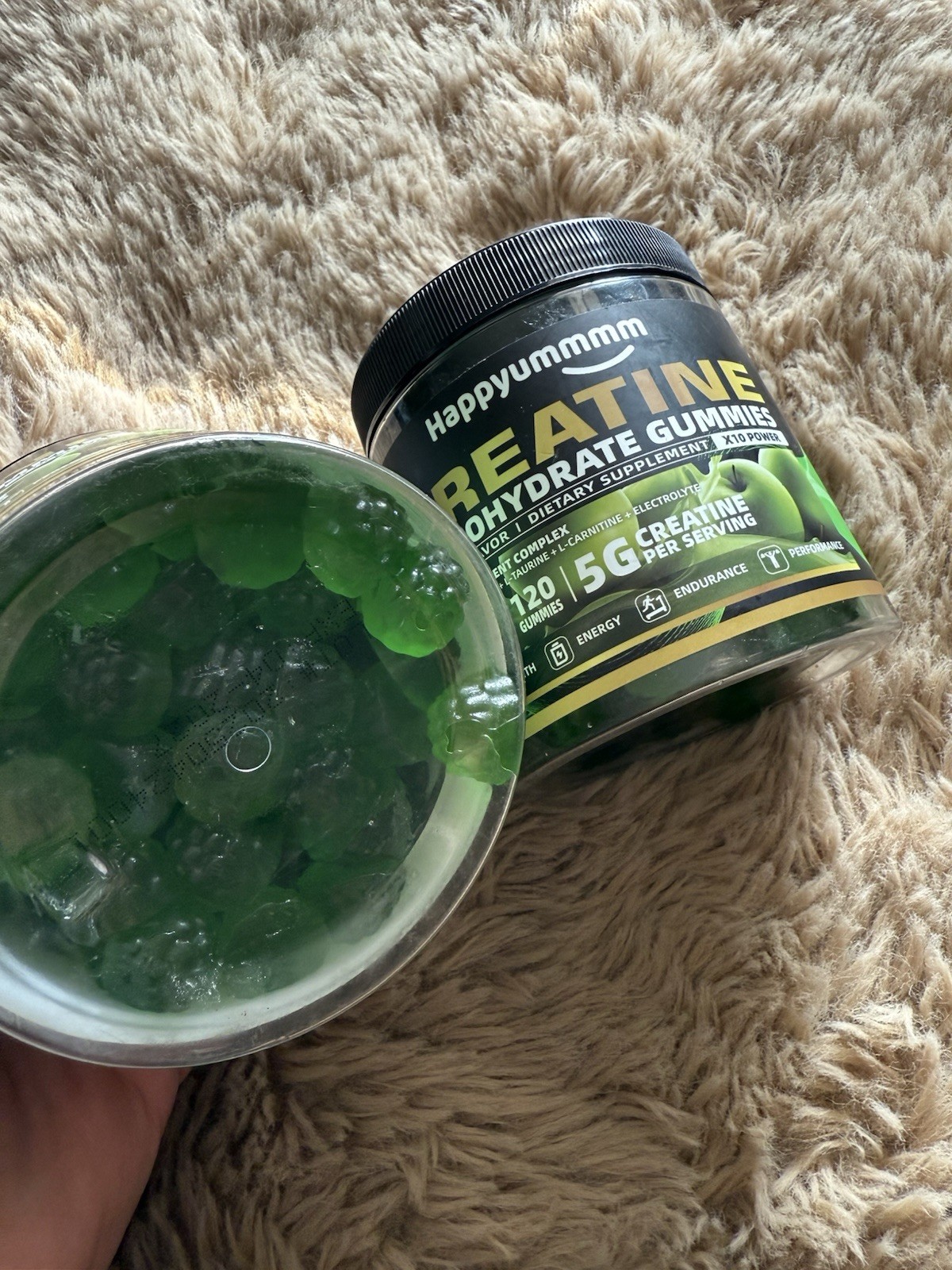 Happyummmm Apple Creatine Monohydrate 120 Gummies  5g 5000g Lot Of 2 Containers