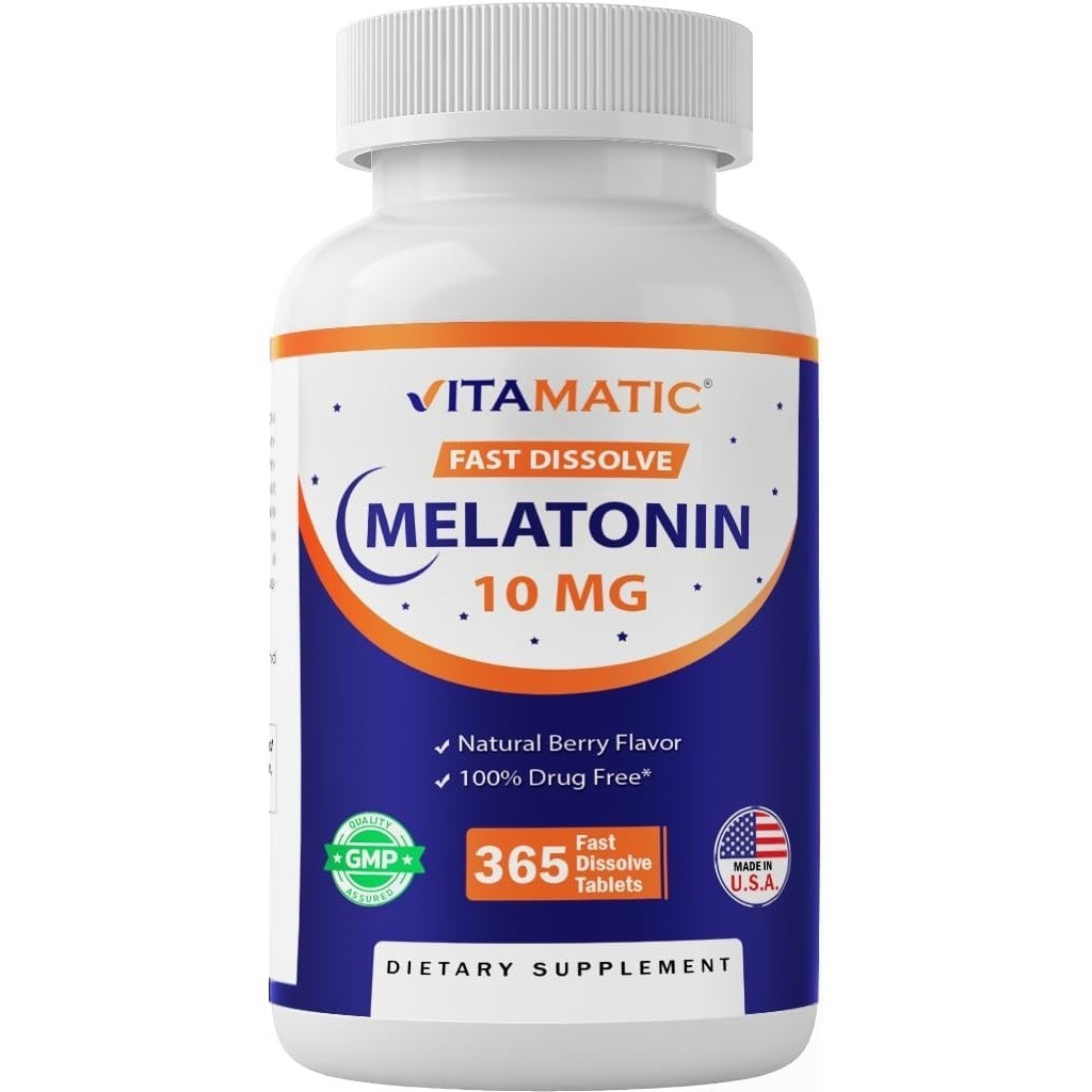 Vitamatic Melatonin 10mg Tablets Natural Berry Flavor 365 Count