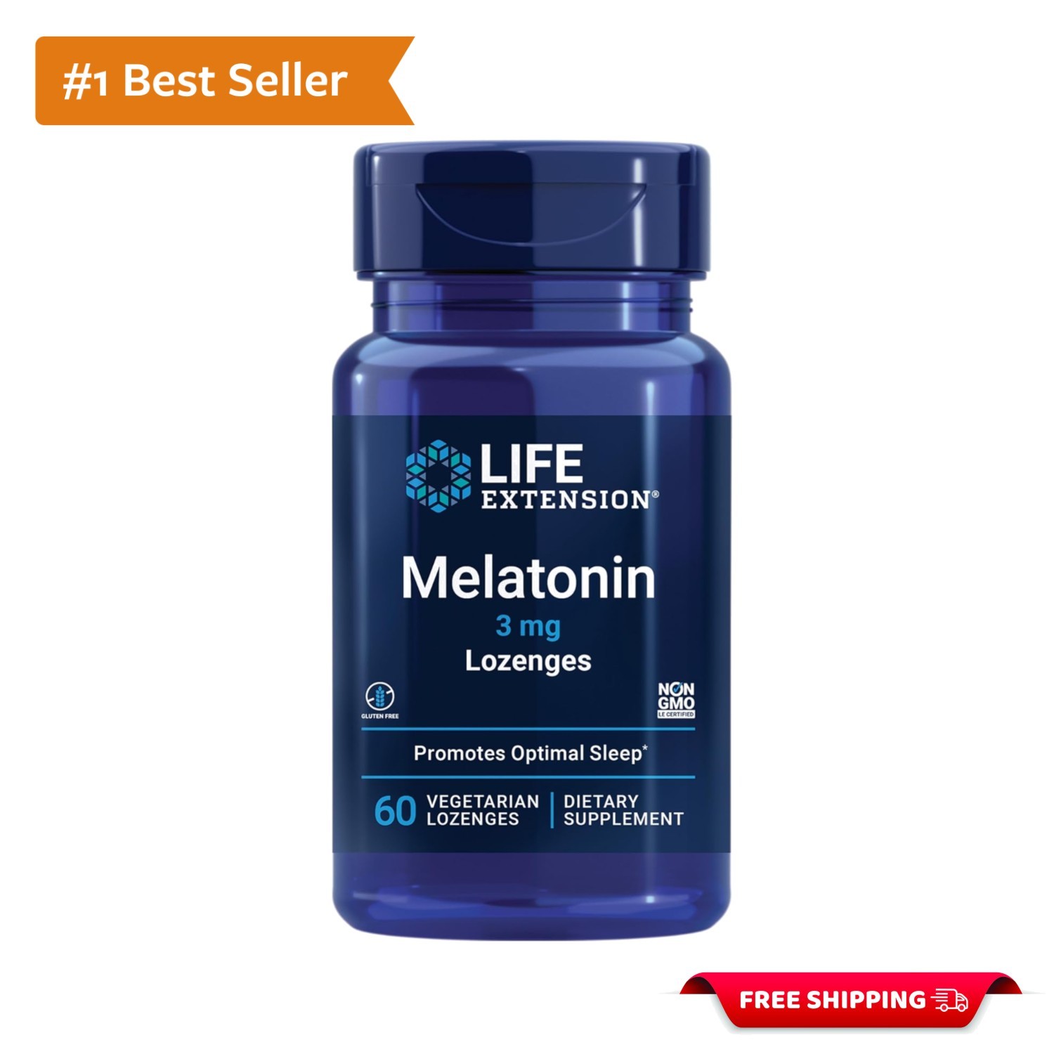 3 mg  Melatonin Chewable Lozenges for Sleep & Immune Support – 60 Count