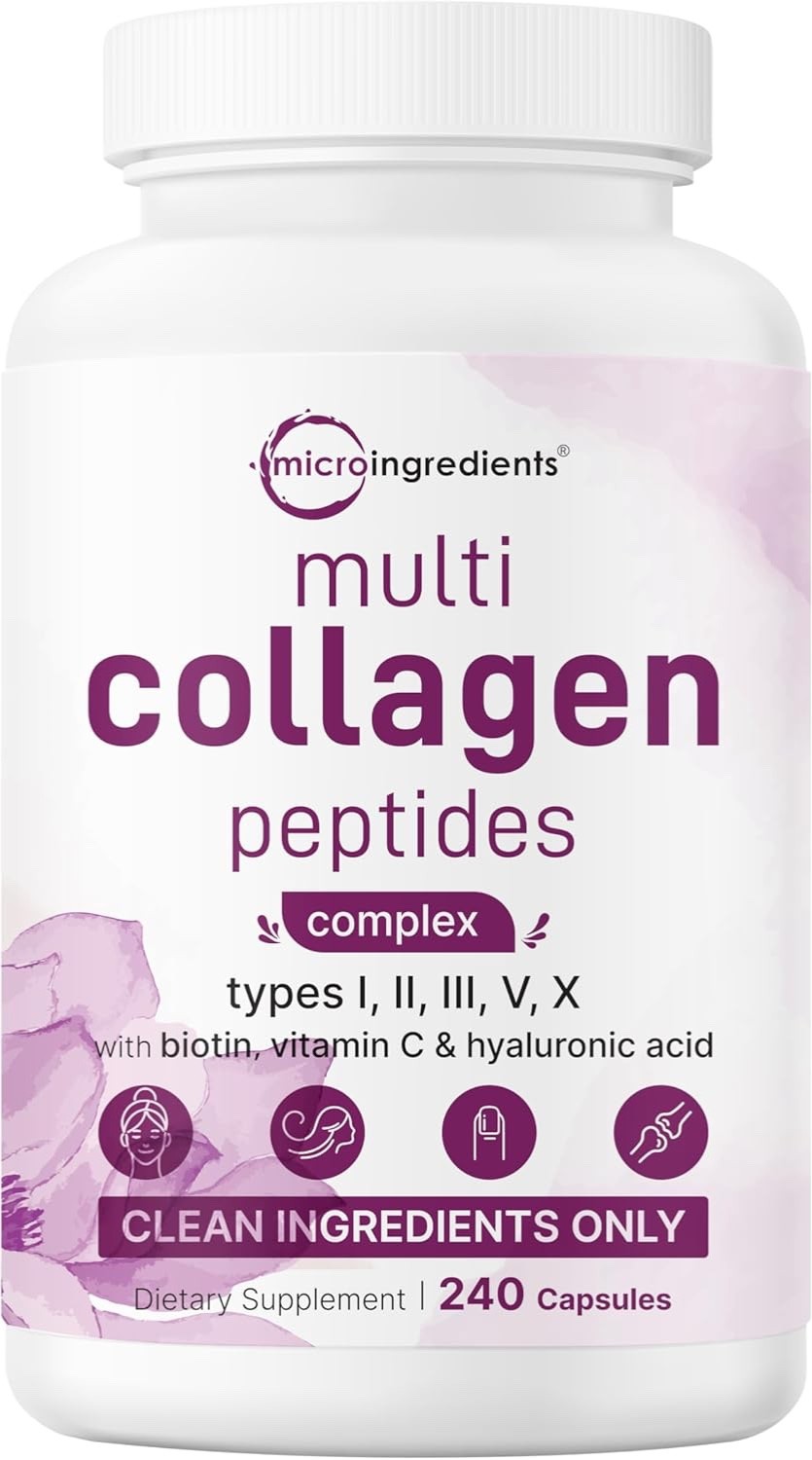 Hydrolyzed Multi Collagen Capsules Type I II III V X w/ Biotin 240ct