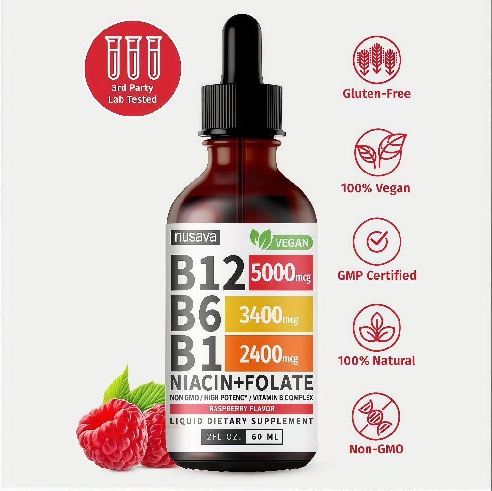 Vitamin B12 and B6 Liquid Drops, B12 Sublingual Vitamin B Complex B 12 Vitamin