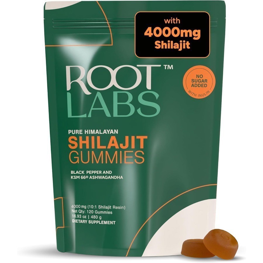 Root Labs 4000 mg Pure Himalayan Shilajit Gummies I No Added Sugar I120 Pouch+