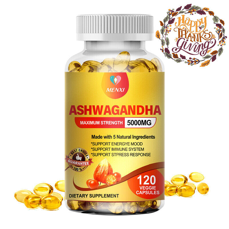 KSM-66 Ashwagandha 5000mg 120 Caps Supports Energy,Anxiety,Stress,Immune Support