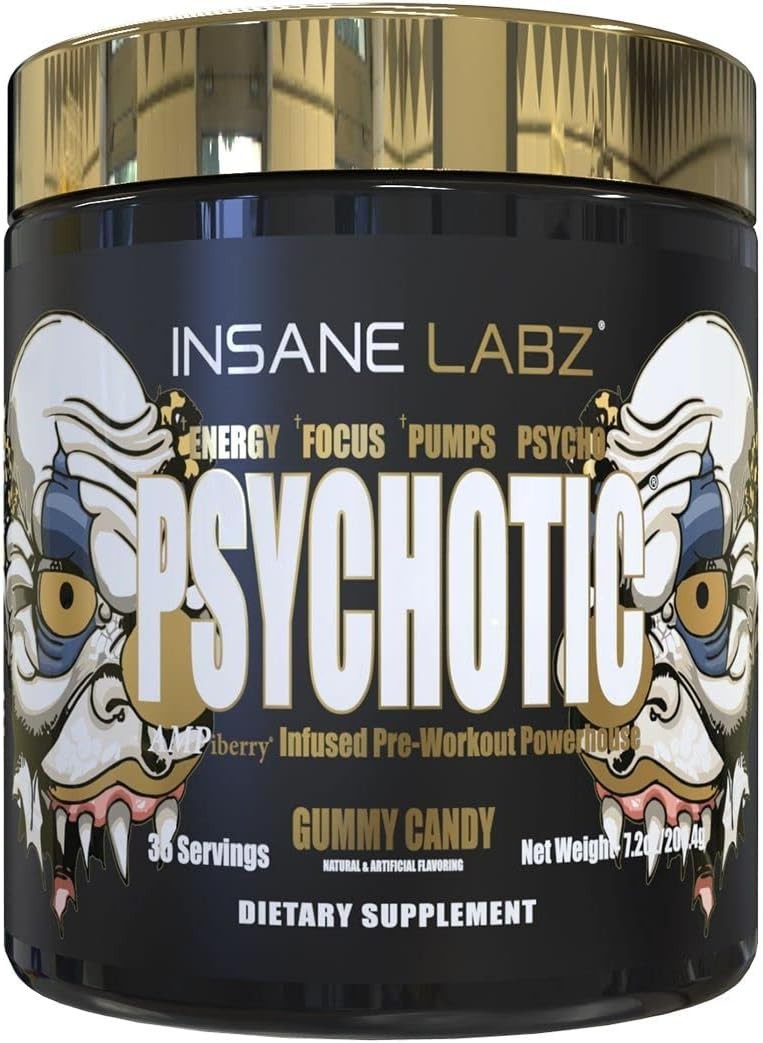 Psychotic Gold Hardcore Extreme Pre-Workout  Energy Focus Pumps 35 Servings