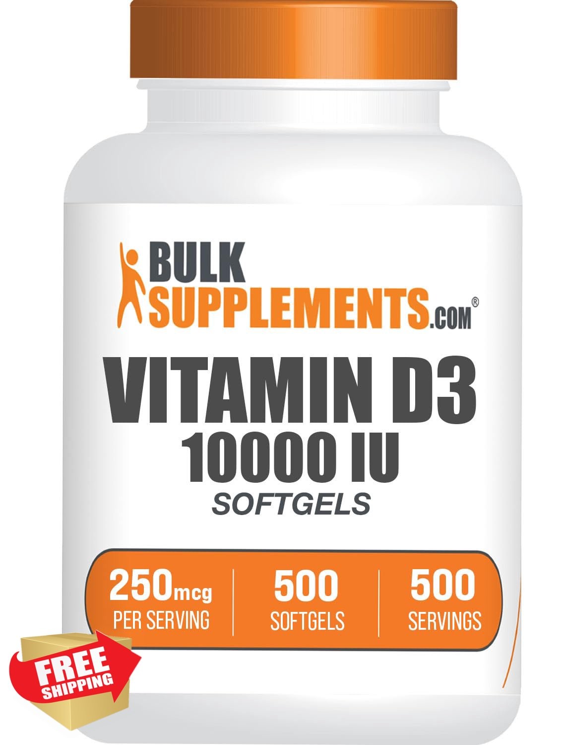 BulkSupplements Vitamin D3 10000IU Softgels, 500 Count