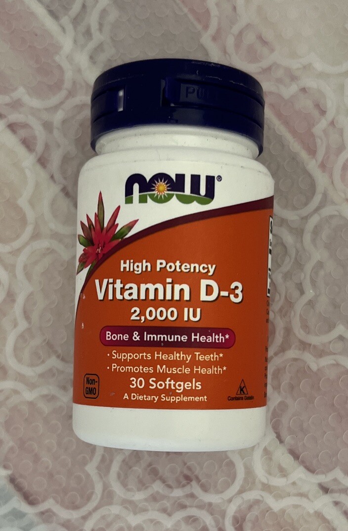 NOW FOODS Vitamin D-3 2000 IU – 30 Softgels Exp 04/27