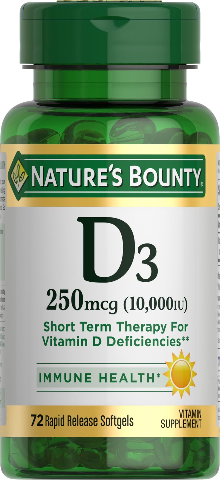Nature’s Bounty Vitamin D for Immune Support, 72 Count (Pack of 1), Multi