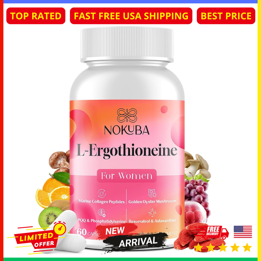 L-Ergothioneine with Collagen Peptides, Hyaluronic Acid – Skin, Brain, Immune 60