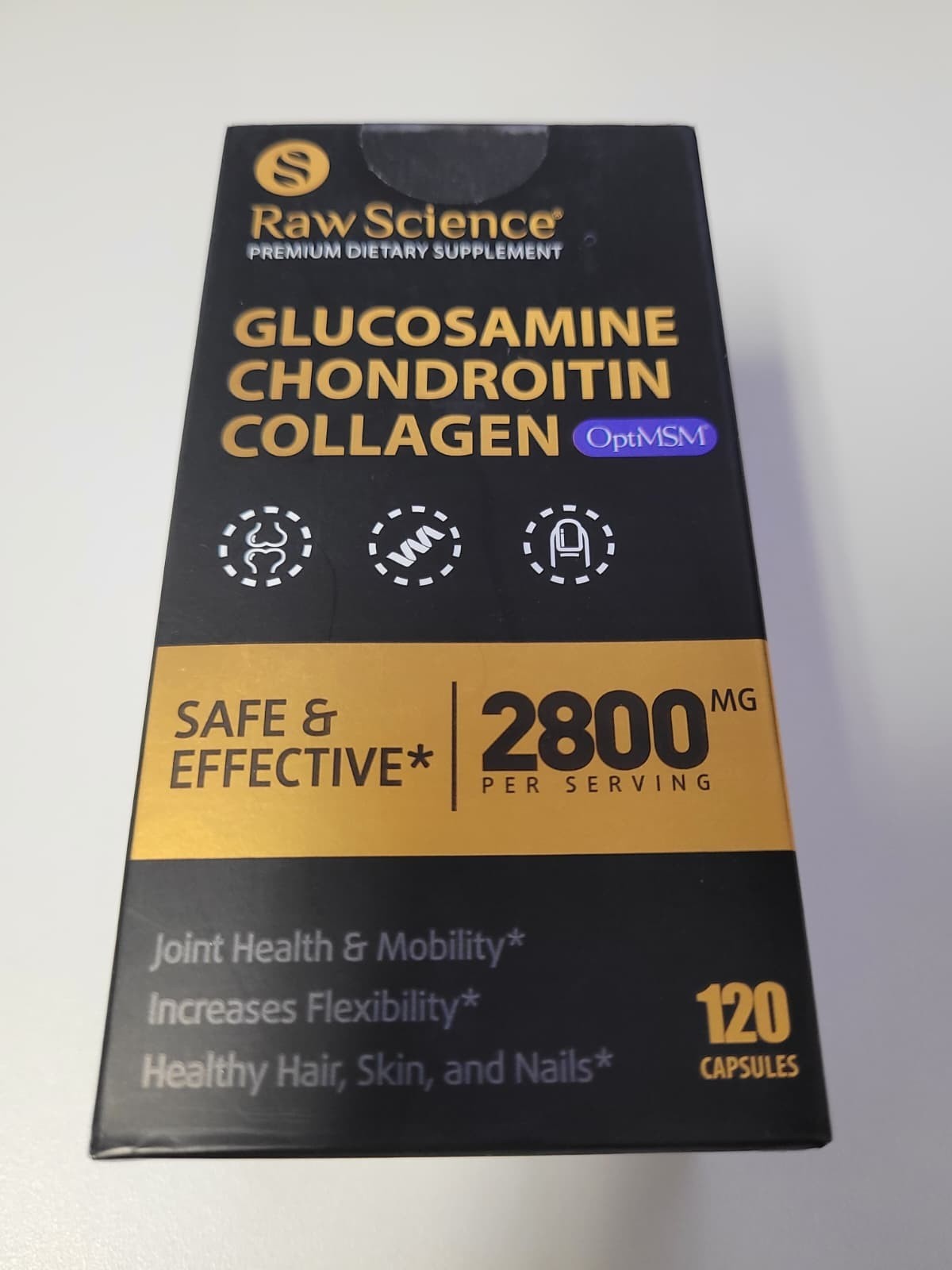 Raw Science Glucosamine Chondroitin MSM Collagen 120 Caps EXP 06/2026