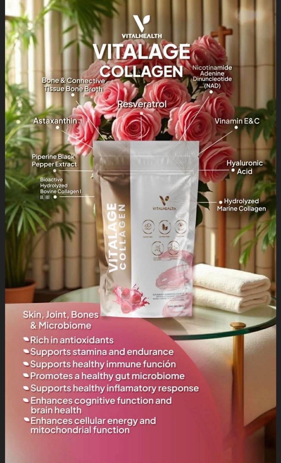 Vital health VITALAGE COLLAGEN W/ Bone Broth Sealed! Free Shipping