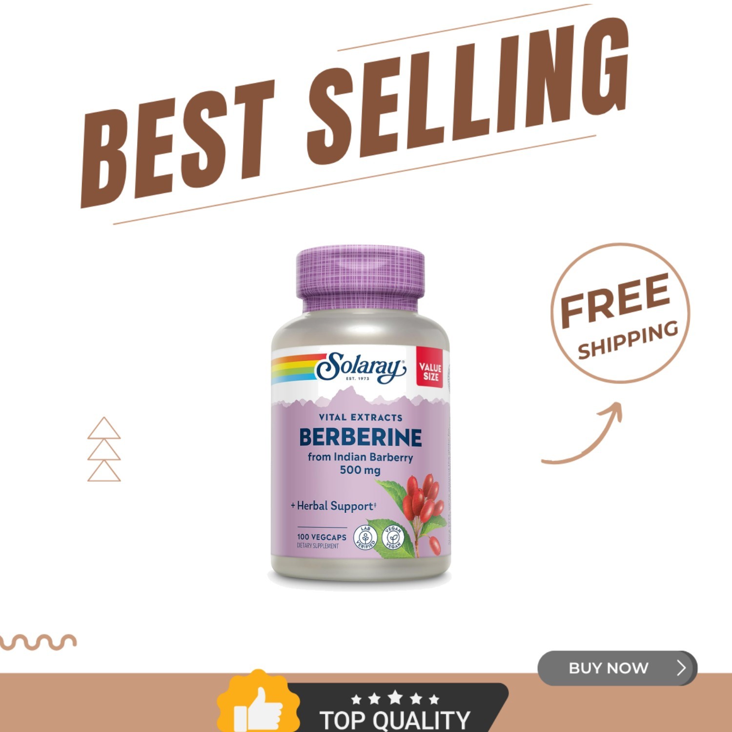 Berberine 500mg – Plant-Based  Capsules for Heart Health Support