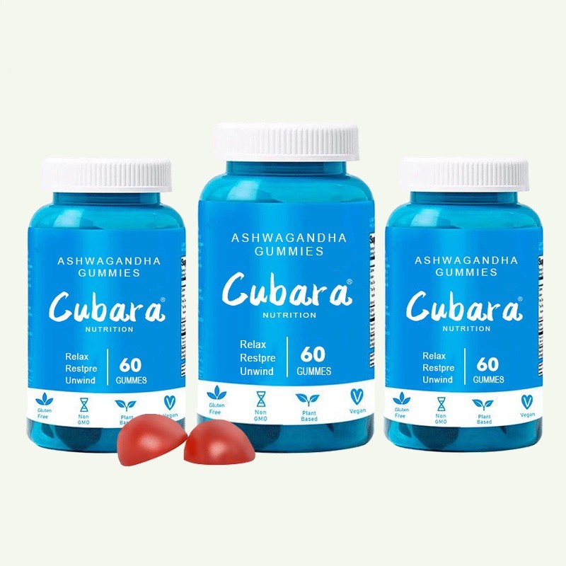 3 Bottles Vitamin D2 & Ashwagandha Gummies – Only 4g Sugar, 60 Counts Per Bottle