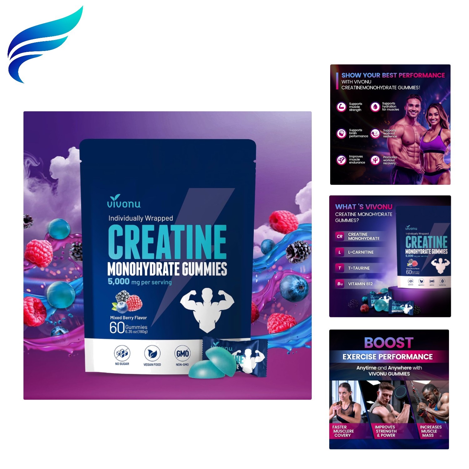 Creatine Gummies, 5000mg Creatine Monohydrate Per Serving