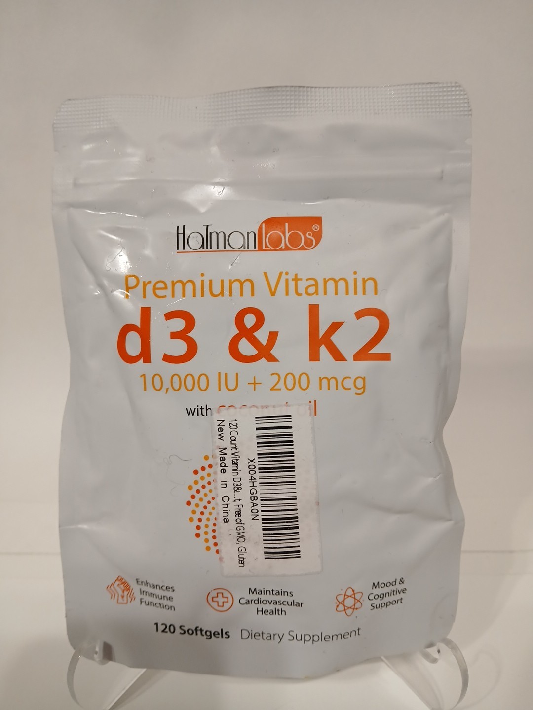 Premium Vitamin D3 & K2 Softgels – with Coconut Oil – 120 count – Exp 11/26
