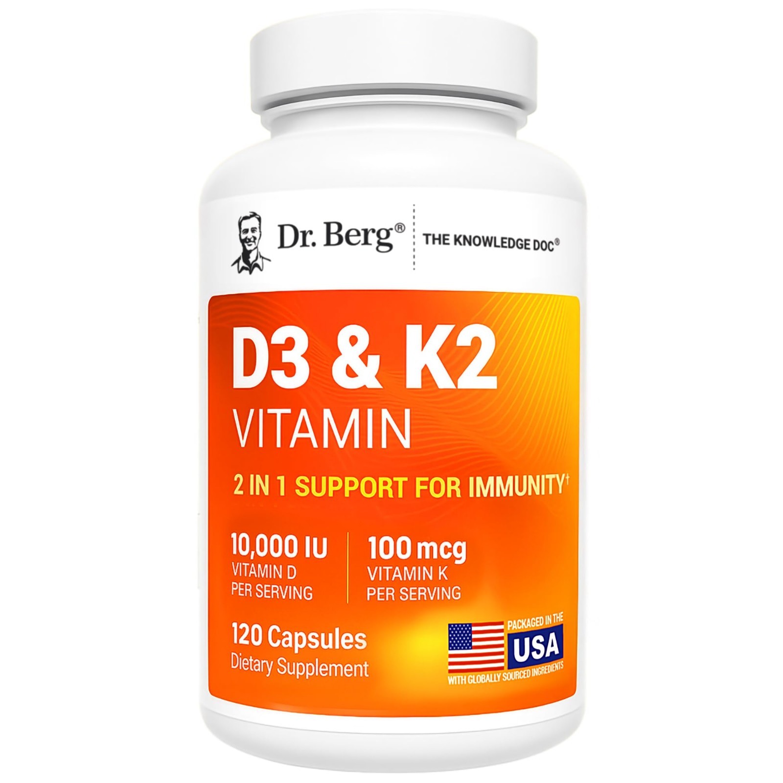 Dr. Berg Vitamin D3 K2 10,000 IU Max Strength 2-in-1 120 Capsules
