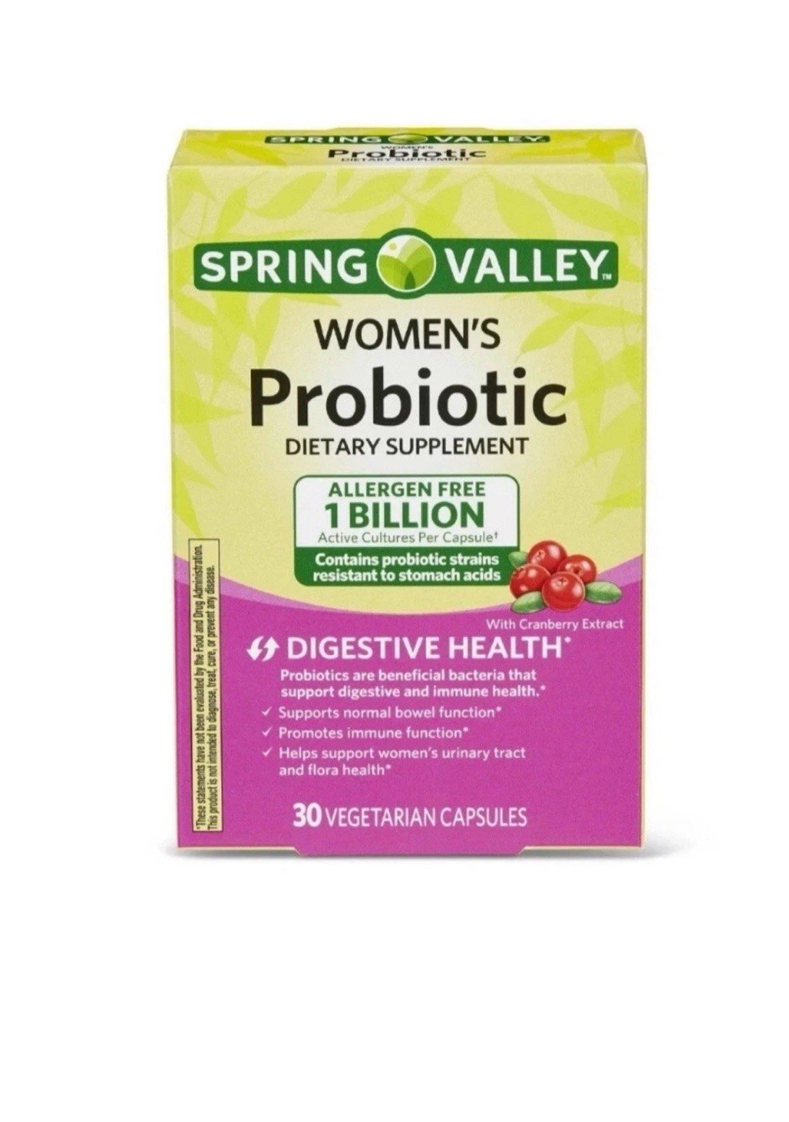 Spring Valley Women’s Probiotic 1 BILLION Cultures w/Cranberry Extract 30 Ct